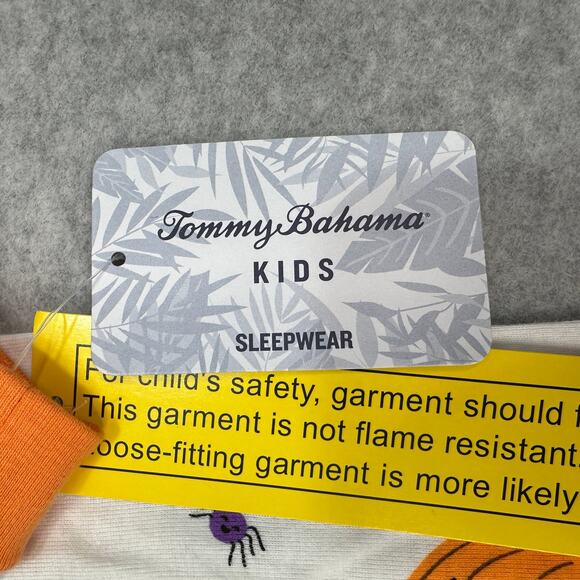 Tommy Bahama 2-Piece Halloween Pajama Set Kids 24M White Ghost Pumpkin Print 2T - Picture 5 of 7